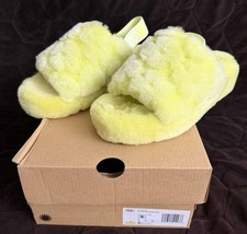 UGG FLUFF YEAH SLIDE POPPY 1118459 SIZE 6 Green 100 Wool NIB