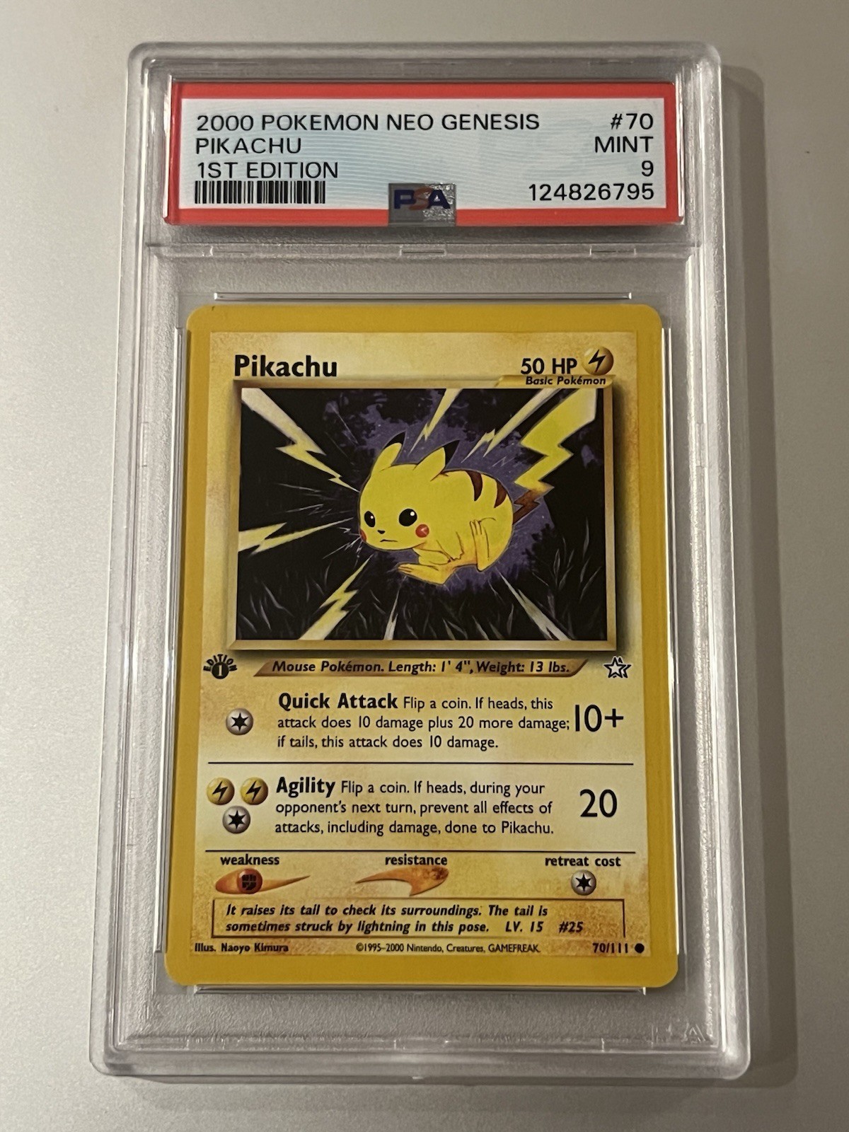 2000 POKEMON NEO GENESIS 1ST ED #70 PIKACHU PSA 9