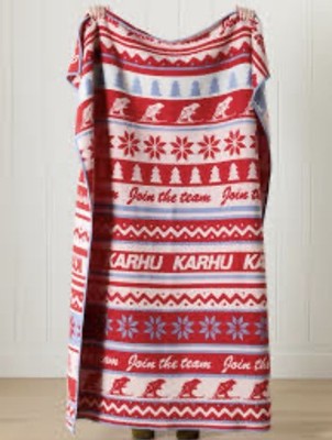 Anthropolgie Red Wool Throw Karhu Pattern Nwt New 50 x70  Blanket Warm Scandi
