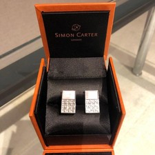 SIMON CARTER Cufflinks Boxed Used Minimal Wear Classic Silver