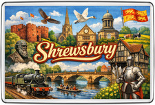 Shrewsbury England Fridge Magnet Travel Souvenir Gift Historic Bridge River Town