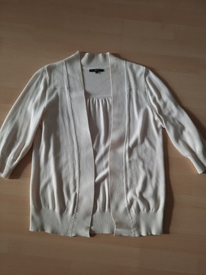 Zero Damen Strickjacke Pullover Weste Gr 38 Creme Sehr Gut  