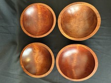 Set of 4 Wooden Salad Bowls Made in Canada APPX. 6 " Diameter