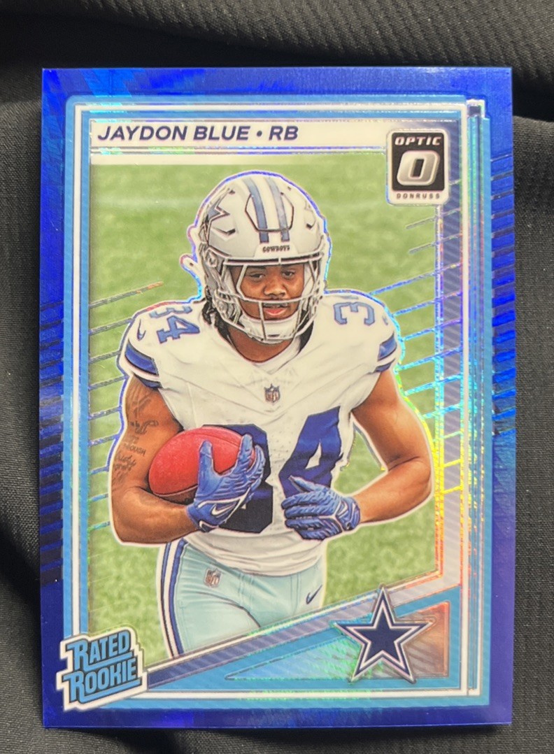 2025 Panini Donruss Optic - Rated Rookie Jaydon Blue #242 Blue Hyper Prizm (RC)