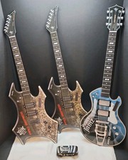 Wowee Paper Jamz Pro Series Guitar Lot Of 3. 2 Digital Camo 1 Blue Guitar