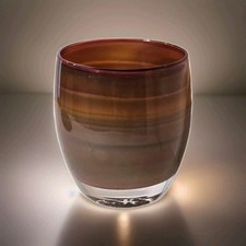 Glassybaby Janes Carmel Pre Trisk Art Glass Hand Blown Brown Stripe Glassware 