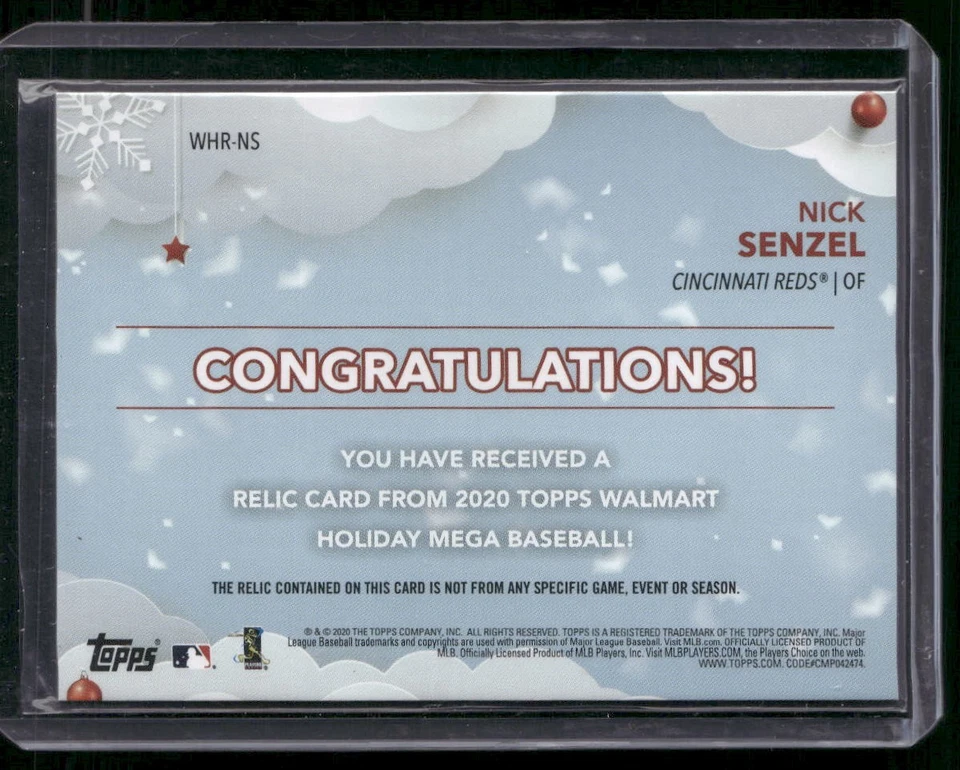 2020 Topps Holiday #WHR-NS Nick Senzel Relics - Image 2 of 2