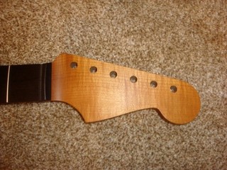 Roast Flame Maple & Flamey Ebony Fingerboard Strat Neck Musikraft 21f