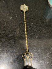 Vintage Brass Toasting Fork Lion Head Fireplace Stove Companion Tool