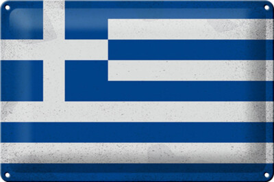 Blechschild Flagge Griechenland 30x20cm Flag Greece Deko Vintage Schild tin sign