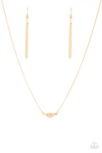 In Flight Fashion Gold Feather Necklace 