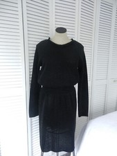 NWT Tory Burch women's black long sleeve lame knit shiny dress, Size: M