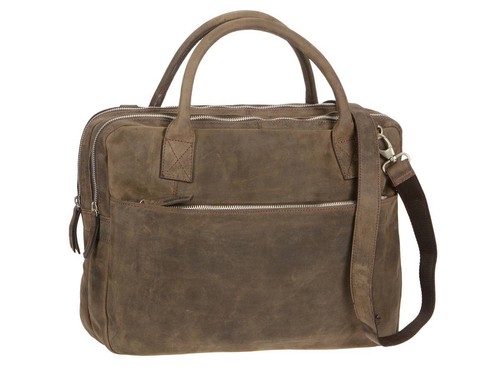 Bear Design Businesstasche Dark Nature Herren Damen braun Leder Umhängetasche - Bild 4 von 9