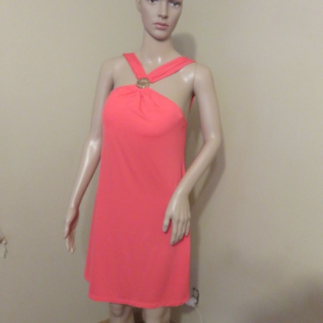 coral swim dress