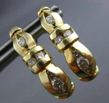ESTATE .72CT ROUND DIAMOND 14K YELLOW GOLD CLASSIC CHANNEL HUGGIE EARRINGS #6168