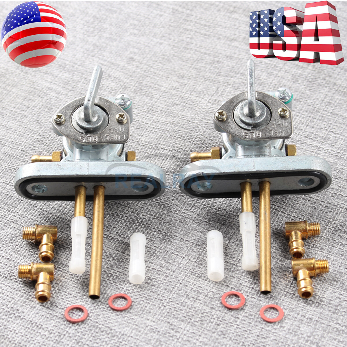 Set of 2 New NonVacuum Petcocks for Yamaha XS750 XS850 XS1100 Left and