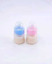 Two Sealed 2oz Reborn Baby Formula Bottles w/NO HOLE NIPPLES! 