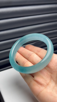 Real Natural AAA high Ice Blue Burmese Jade jadeite bracelet 
