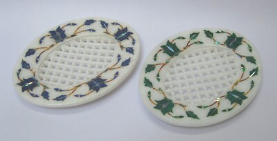 12.7x10.2cm Marmor Seife Schale Filligree Arbeit Schwamm Halter für Heim Set Mit