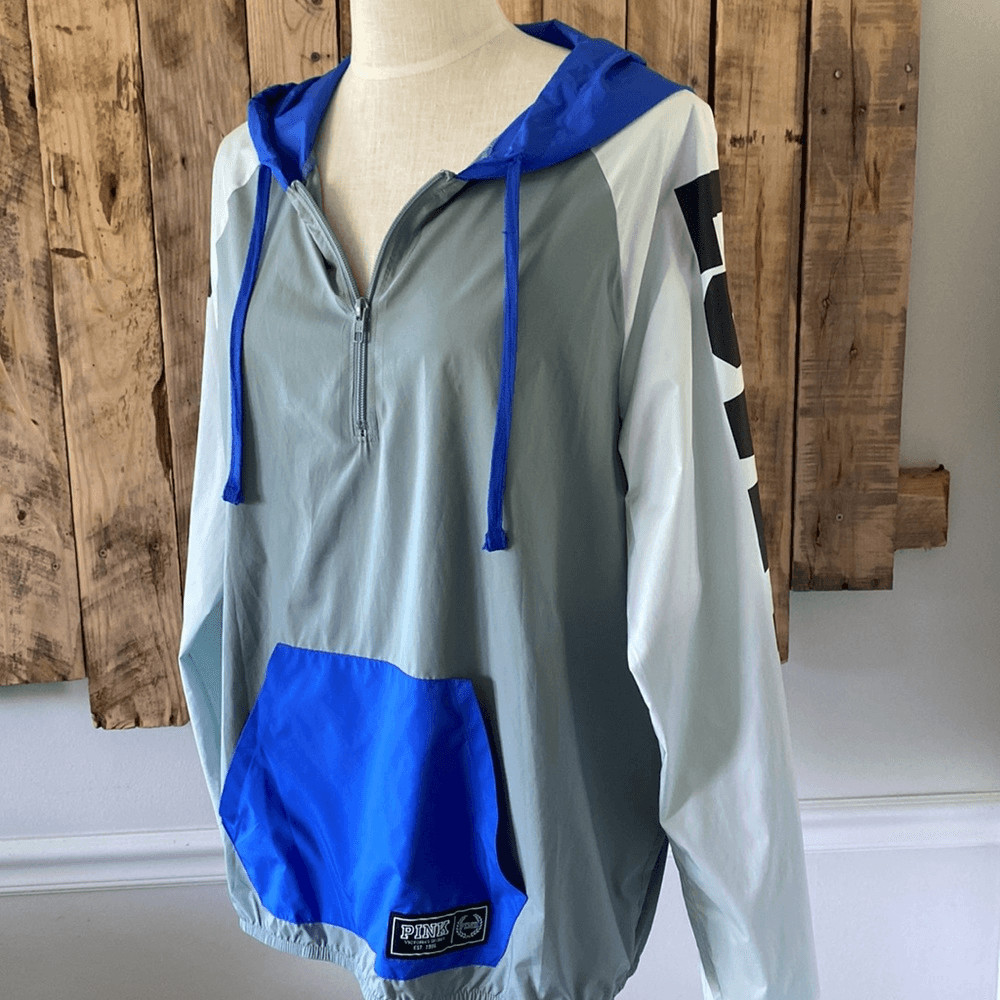 PINK Medium Pullover Lightweight Windbreaker Half… - image 7