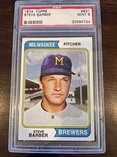 1974 Topps #631 Steve Barber PSA 9 Mint Milwaukee Brewers