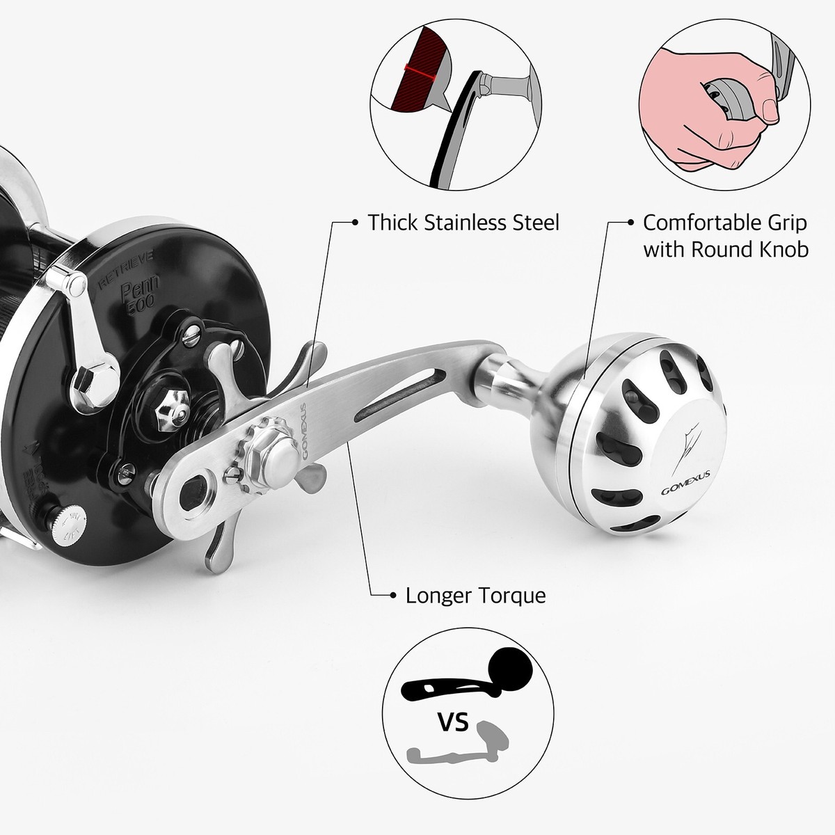 Gomexus Power Handle For Penn Senator 112H(3/0) Conventional Reel