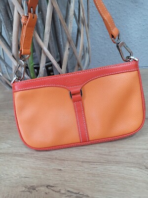 Longchamp Ledertasche Clutch Umhängetasche neuwertig orange/rot Pouchette