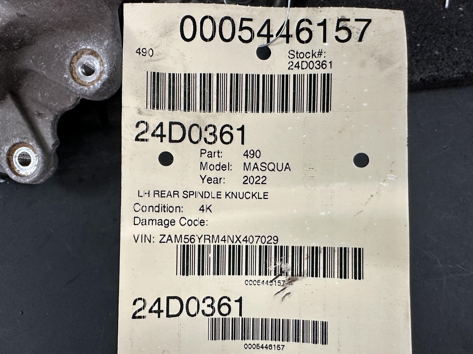 17-22 MASERATI QUATTROPORT REAR DRIVER LEFT LH SPINDLE KNUCKLE