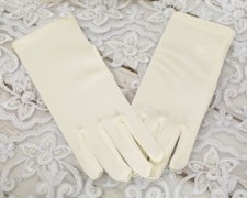 Girls Ivory Tea Party Princess Fairy Costume Dance Satin Wrist Gloves Age 4-12