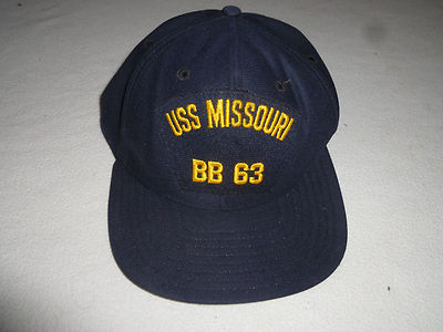 VINTAGE MILITARY NAVY MENS HAT CAP SNAPBACK USS MISSOURI BB 63 IOWA ...