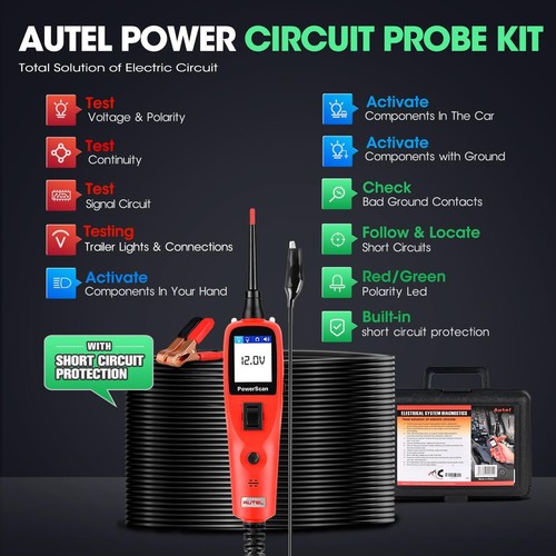 2024 Autel PowerScan PS100 Electrical Diagnostic 12V/24V AVOmeter Circuit Tester - Picture 2 of 14