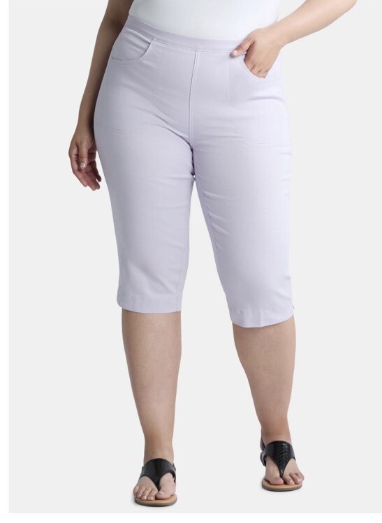 Just my size Women’s Lavender Pull On stretch 2 Pocket capri pants 0X NWT