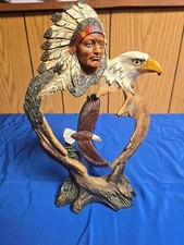 Vintage American Indian Chief Feather Headdress W/Eagles