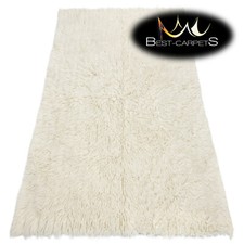 SHAGGY WOOL FLOKATI RUG, CHEAP FLUFFY CARPET, CREAM, WHITE, IVORY, LOTS OF SIZES