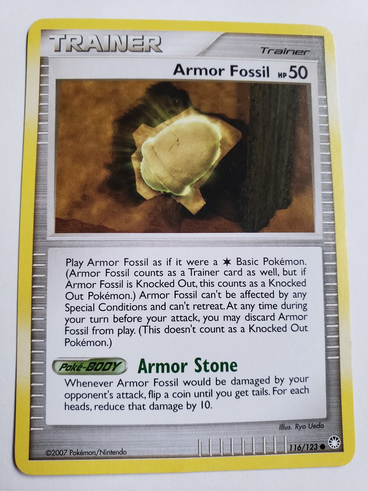 Pokemon Card - Armor Fossil - 2007 Slightly Used Condition Nintendo Trainer