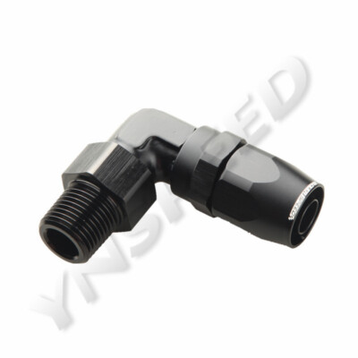 90 Degree 10AN AN-10 To 1/2'' NPT Swivel Hose End Aluminum Fitting Adpater Black