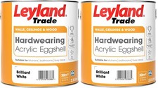Leyland Trade Acrylic Eggshell Hardwearing in Brilliant White 5L (2 x 2.5L)