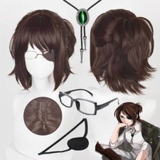 Attack on Titan Hange Zoe Cosplay Wig Prop Glasses Necklace Bow Tie Eye Patch