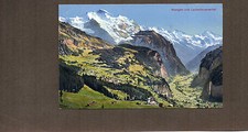 Switzerlan Wengen and Lauterbrunnental 1930's tinted card unposted