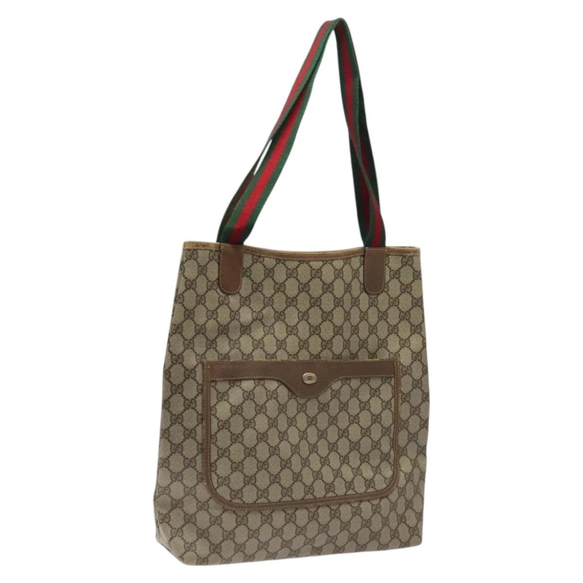 Sac fourre tout GUCCI GG Supreme Web Sherry Line PVC beige vert 40 02 003 authentique MY196