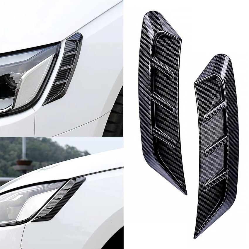 Sport Carbon Fiber Soft PVC Side Fender Air VentsWing Cover Trim Car Accessories