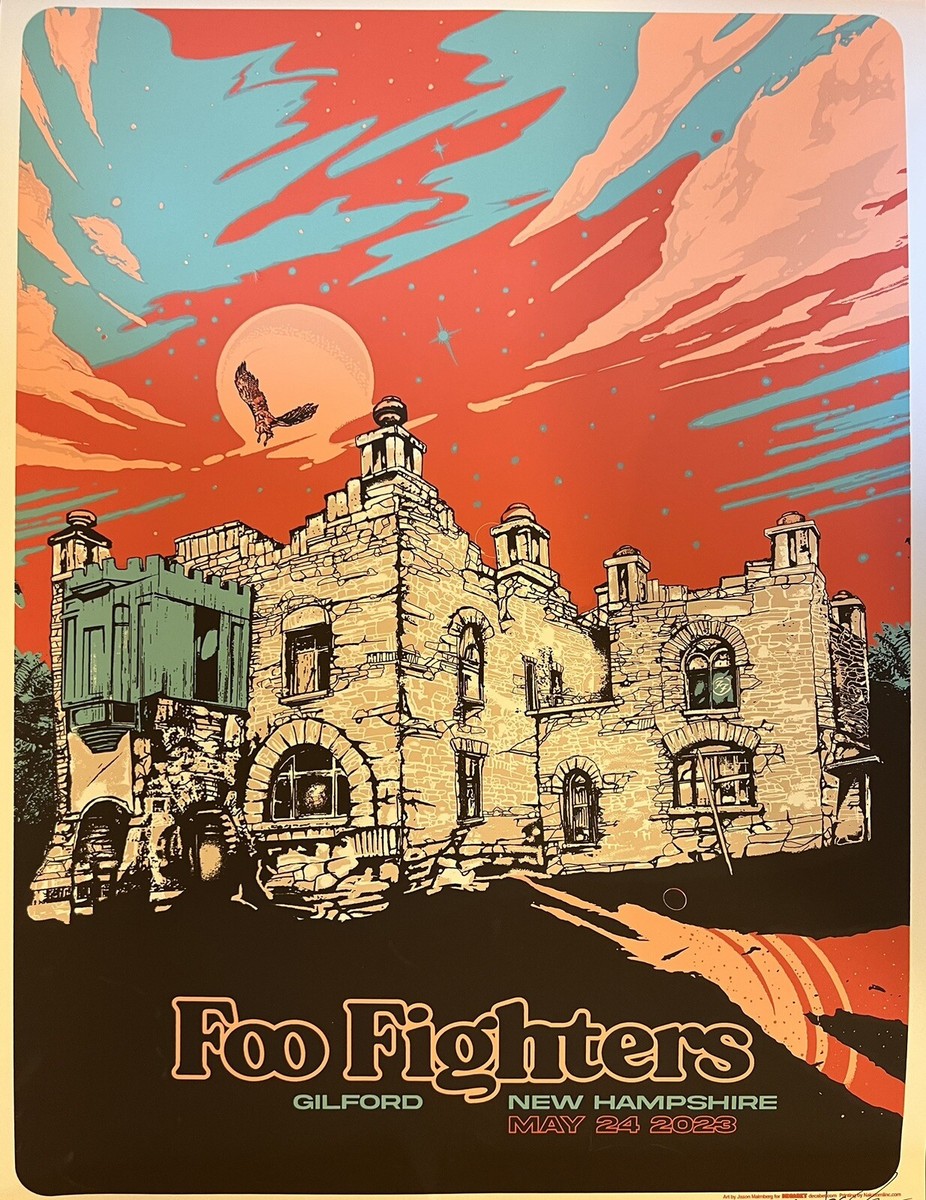 FOO FIGHTERS VERY RARE AP AUOTGRAPHED CONCERT POSTER GILFORD NH