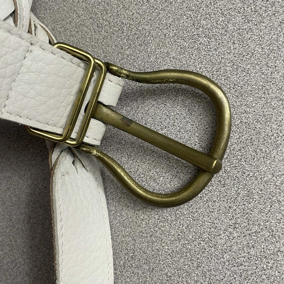 Johnny Farah Woven Leather Belt Red Womens Small Braided  USA Brass Buckle 1.25" - Image 2 of 4