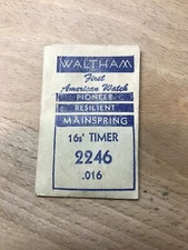 Waltham Factory Mainspring for 16s Timer No. 2246 - Steel