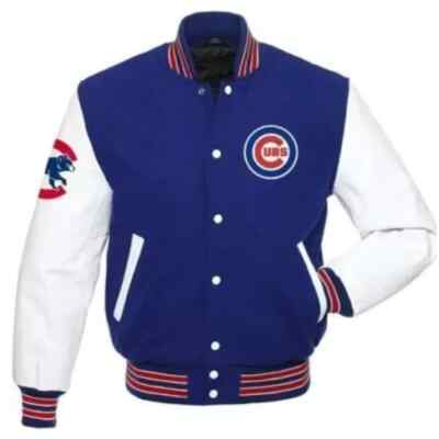 Letterman Chicago Cubs Varsity Jacket Wool with Leather Sleeves MLB