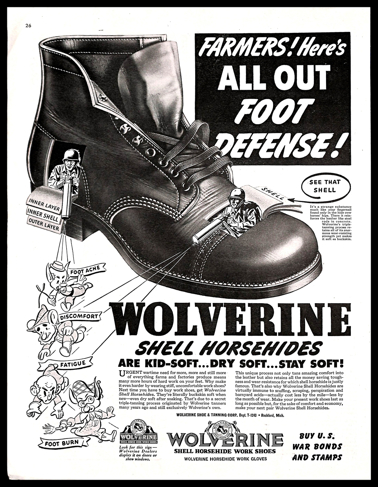 1943 Wolverine Shell Horsehides Vintage 