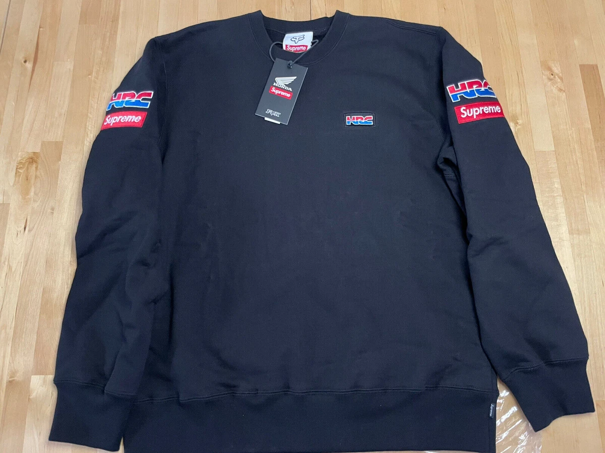 Supreme FW19 Honda Fox Racing Crewneck Sweater Black Size Large 2019 New NWT