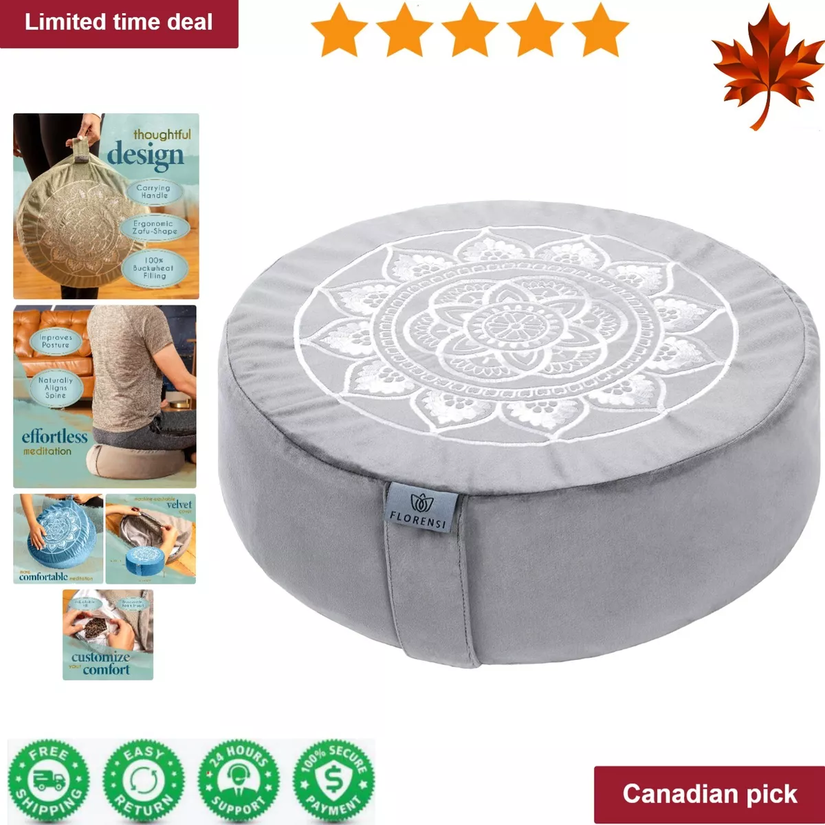 Plush Tibetan Meditation Cushion - Extra Large Multi-Purpose Floor