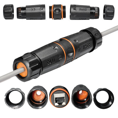 Verbinder Cat 6A Outdoor, IP68 Wassergeschützt, Patchkabelverbinder 2 x RJ45