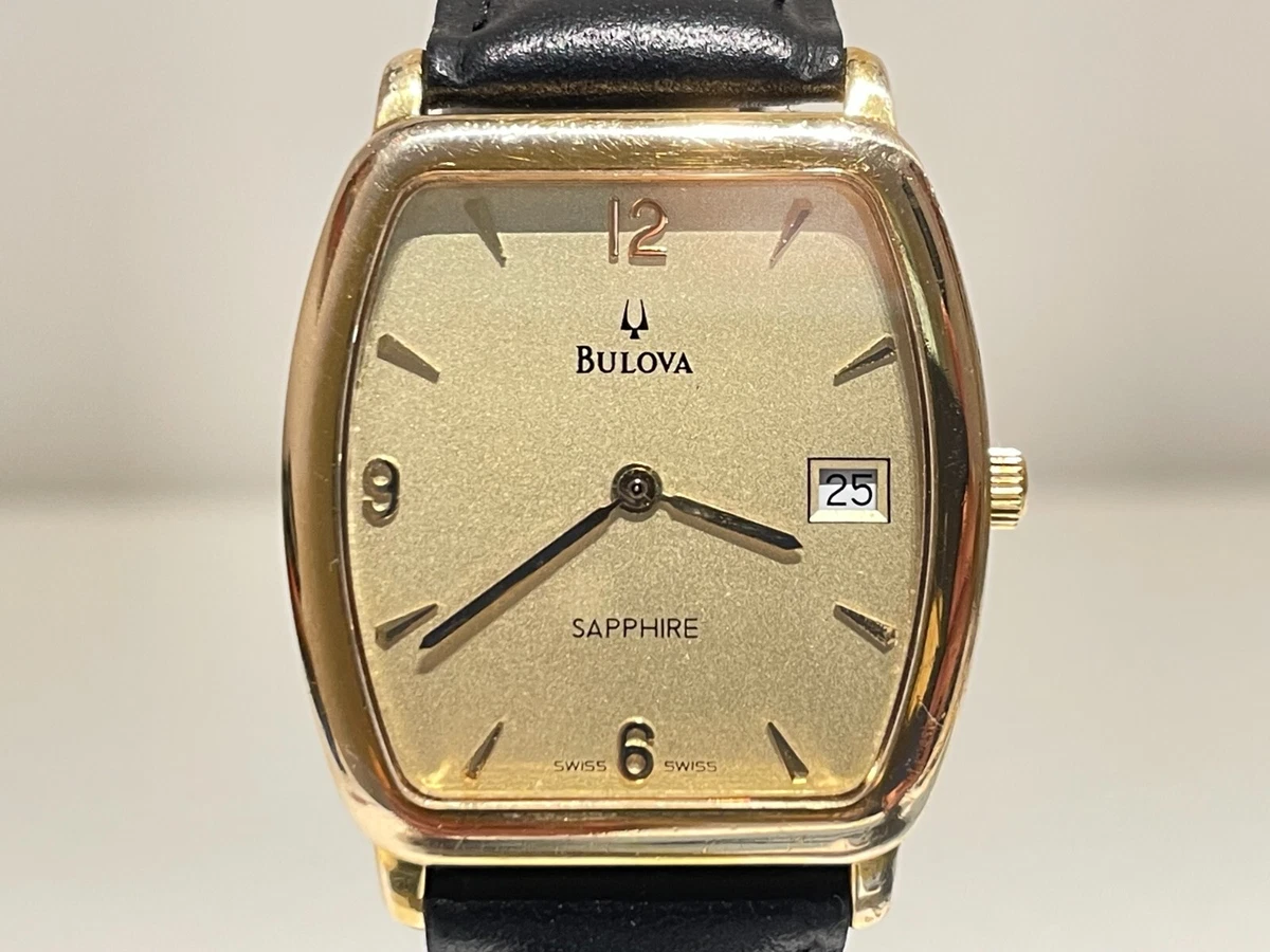 Bulova rectangle gold watch sales